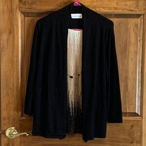 ALFRED DUNNER HOLIDAY FAUX/MOCK SWEATER SET, BLACK W/ GOLD & NECKLACE, MEDIUM